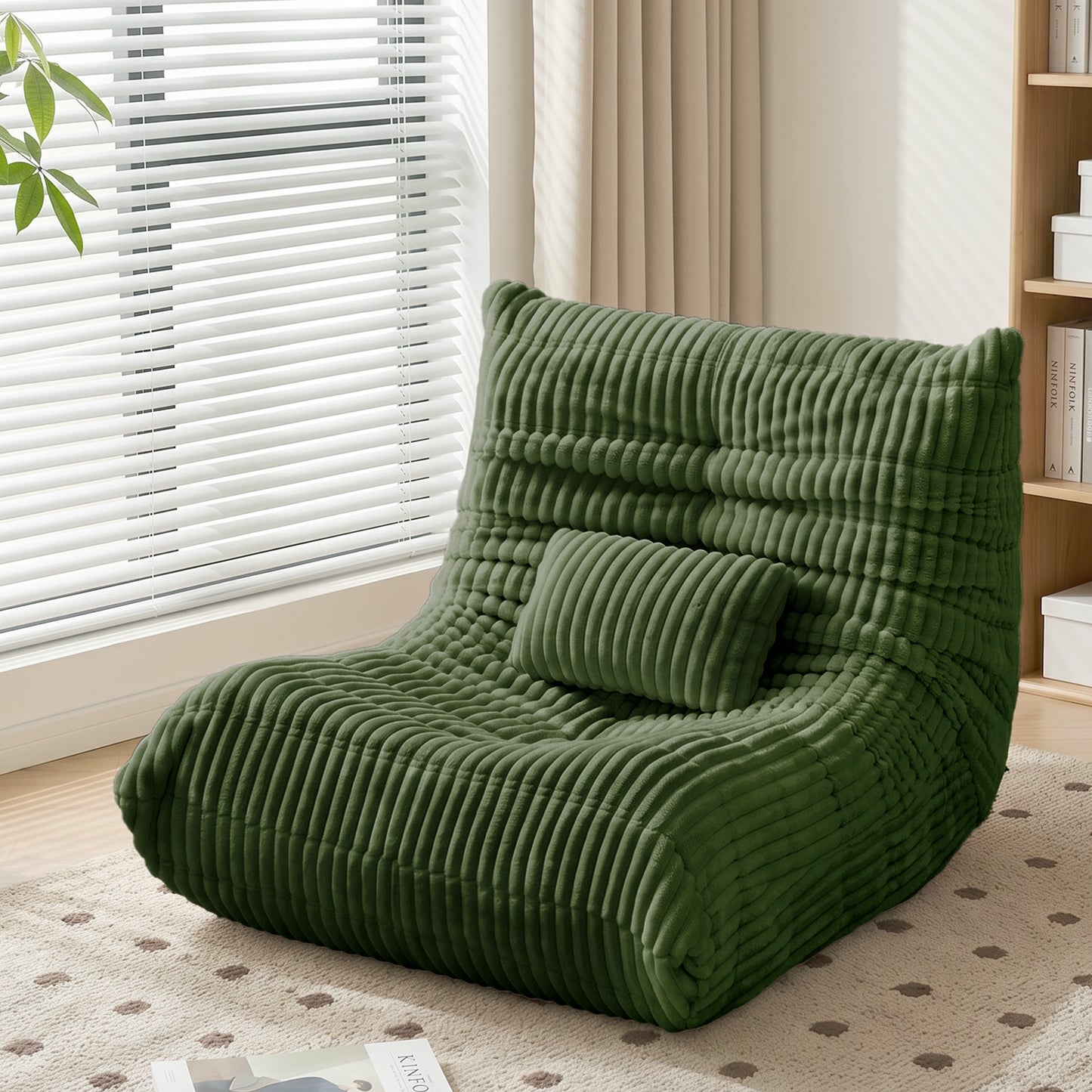 Zoovee WIDE Corduroy Bean Bag Chair + small Pillow