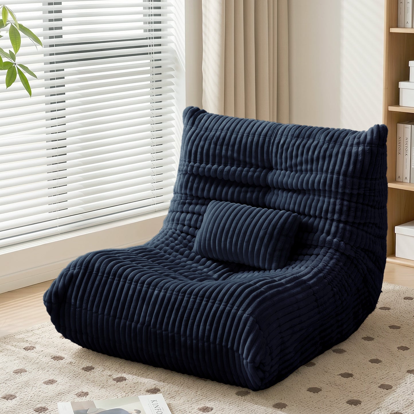 Zoovee WIDE Corduroy Bean Bag Chair + Small Pillow - Grey / Dark Blue / Forest Green / Black