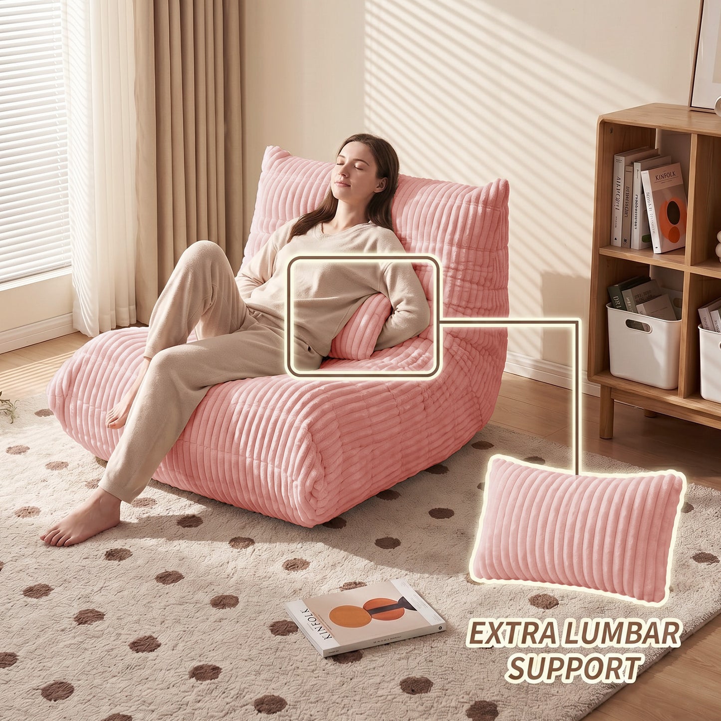 Zoovee WIDE Corduroy Bean Bag Chair + small Pillow