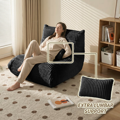 Zoovee WIDE Corduroy Bean Bag Chair + Small Pillow - Grey / Dark Blue / Forest Green / Black