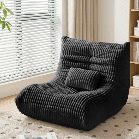 Zoovee WIDE Corduroy Bean Bag Chair + Small Pillow - Grey / Dark Blue / Forest Green / Black