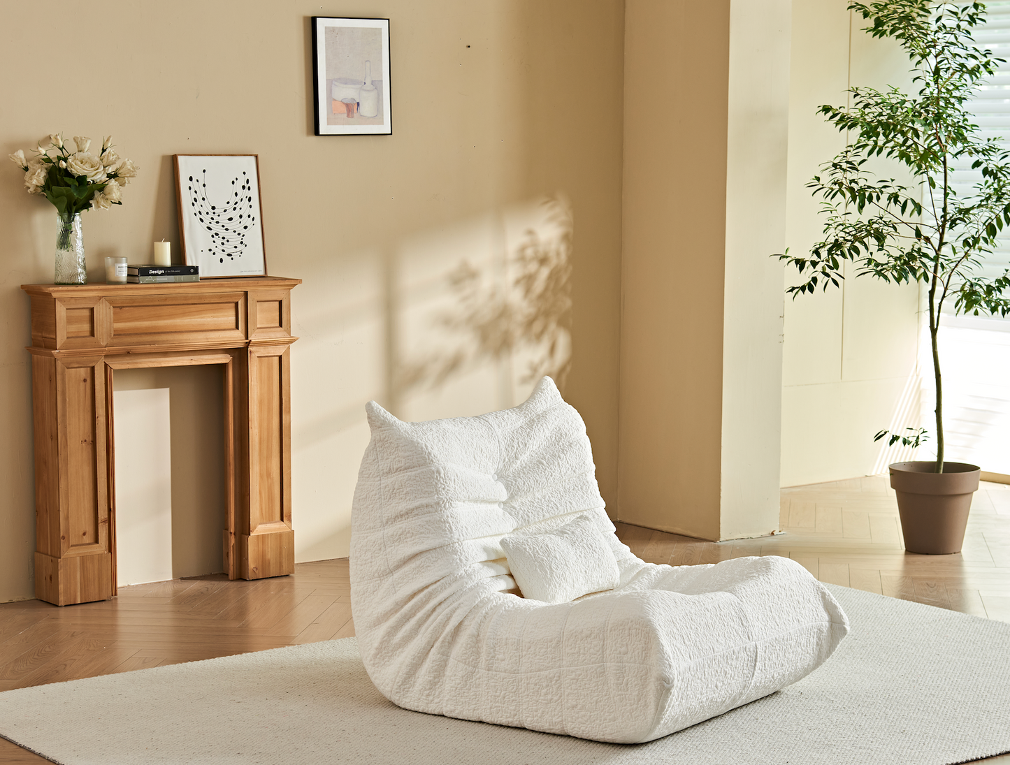 Zoovee Chenille Bean Bag Chair + small pillow