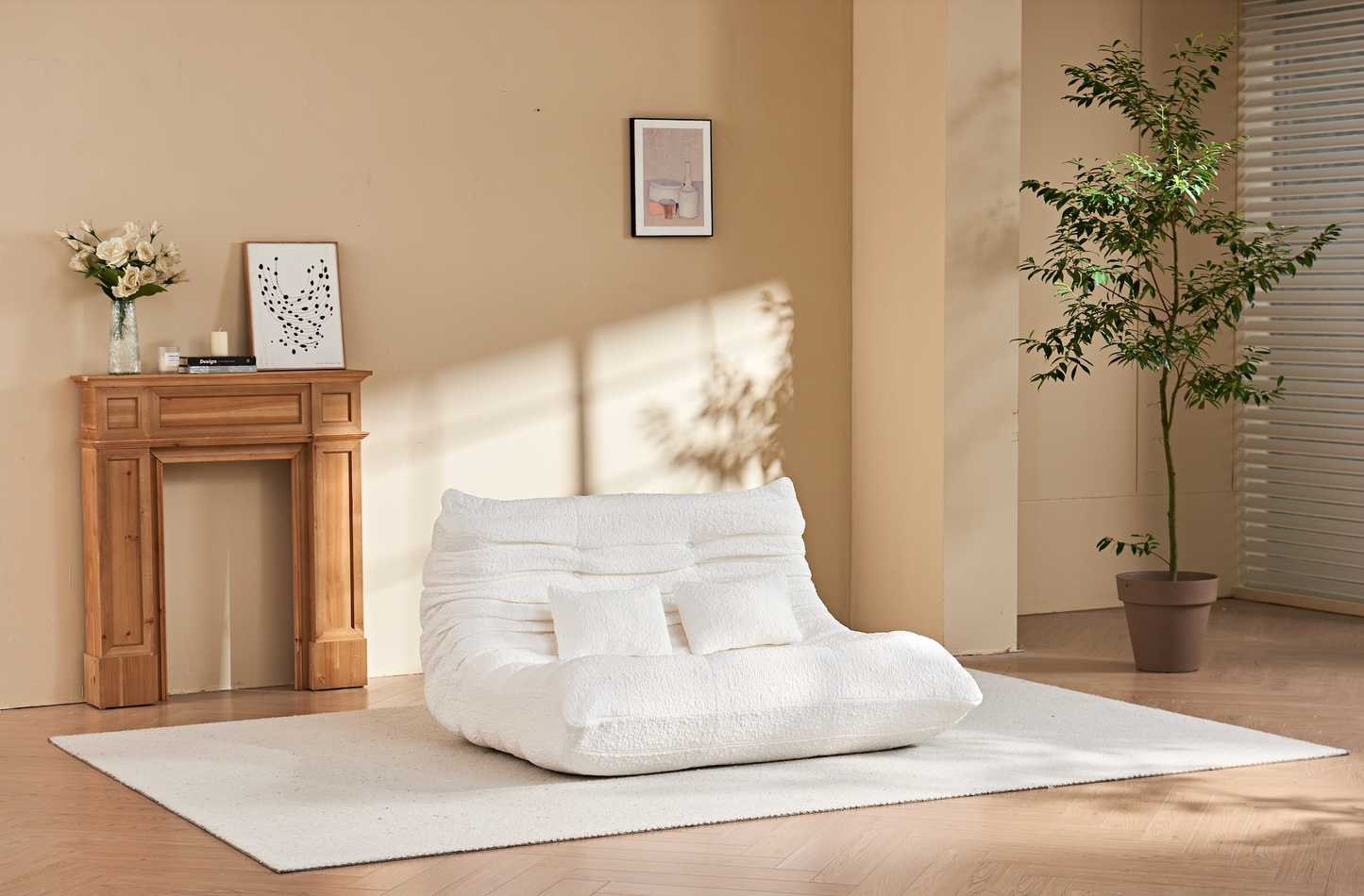 Zoovee Chenille Bean Bag Floor Sofa Loveseat