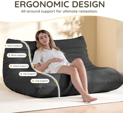 Zoovee Chenille Bean Bag Floor Sofa Loveseat