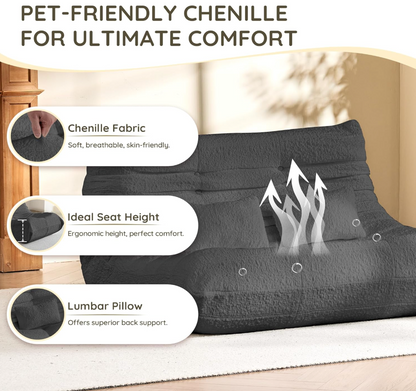 Zoovee Chenille Bean Bag Floor Sofa Loveseat