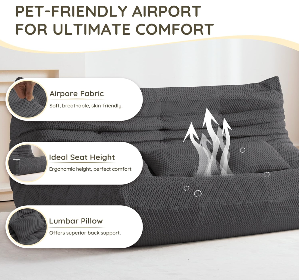 Zoovee Airpore Bean Bag Floor Sofa 3-Seater